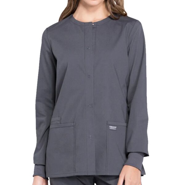 Women's Snap Front Warm-Up Solid Scrub Jacket Thumbnail
